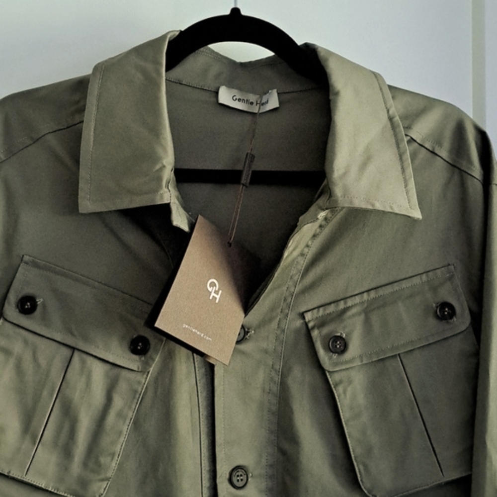 NWT Men's Cotton Lightweight Multi Pocket Jacket (Army Green) - Gentle Herd - Picture 9 of 13